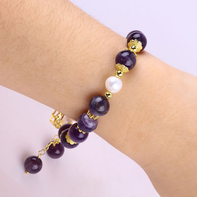 10mm Bead Dream Amethyst Stone Stretch Bracelets Z Purple Bling Bling Charm