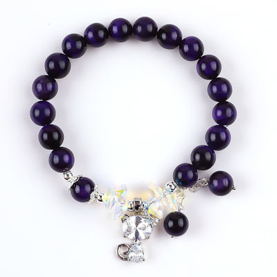 Purpurowe Tiger Eye Półszlachetne kamienie bransoletki 8mm korale ręcznie wykonane kamienie szlachetne bransoletki