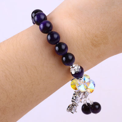 Purpurowe Tiger Eye Półszlachetne kamienie bransoletki 8mm korale ręcznie wykonane kamienie szlachetne bransoletki