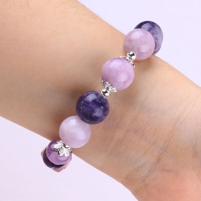 14mm fioletowa bransoletka Mica Fluoryt Pixiu Stretch Bead Bracelet przynosi szczęście