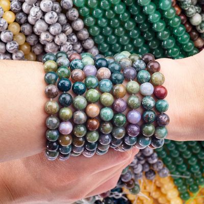8mm Indian Agate Gemstone Perles Healing Crystal Stone Perles do robienia biżuterii