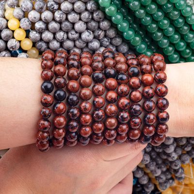 8MM Mahogany Jasper Polerowane Gładkie Luźne Perły Do Ręcznie Robione DIY Perły biżuterii
