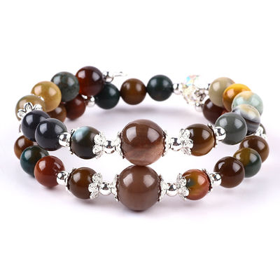 Ręcznie wykonane kamienie szlachetne wiązki naturalne Indian Agate Kamień bransoletka regulowalne zaklęcia bransoletka na imprezę codzienne noszenie