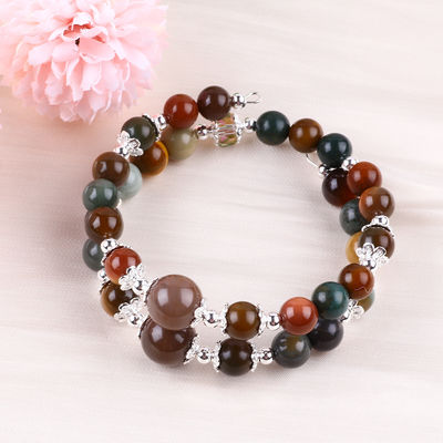 Ręcznie wykonane kamienie szlachetne wiązki naturalne Indian Agate Kamień bransoletka regulowalne zaklęcia bransoletka na imprezę codzienne noszenie