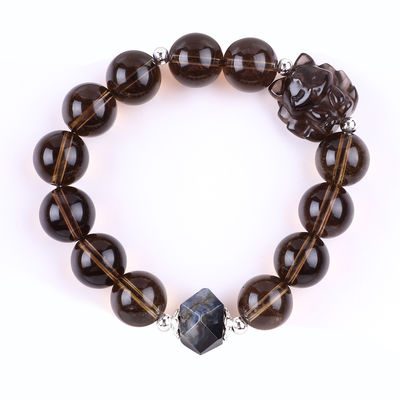 14mm Perła Smoky Quartz Kryształowa Perła Bracelet Z Dziewięciu Ogonów Lisie Rzeźbienie