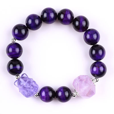 14mm Perła Smoky Quartz Kryształowa Perła Bracelet Z Dziewięciu Ogonów Lisie Rzeźbienie
