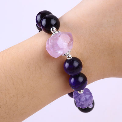 14mm Perła Smoky Quartz Kryształowa Perła Bracelet Z Dziewięciu Ogonów Lisie Rzeźbienie