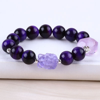14mm Perła Smoky Quartz Kryształowa Perła Bracelet Z Dziewięciu Ogonów Lisie Rzeźbienie
