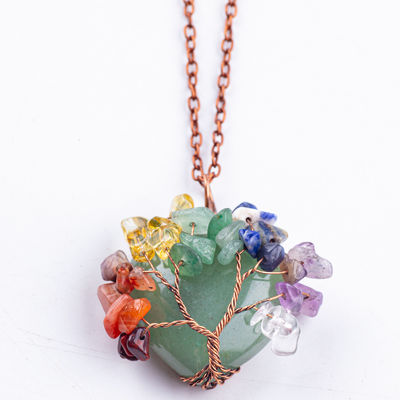 Uniseksowy Zielony Aventurine Czakra Healing Crystal Naszyjnik Czakra Kamień Wisiorek
