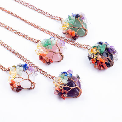 Rosy Gold Healing Crystal Stone 7 Chakra Drzewo Życia