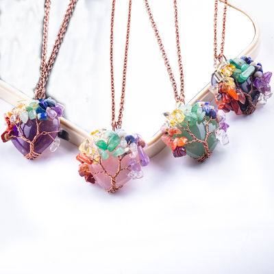 Rosy Gold Healing Crystal Stone 7 Chakra Drzewo Życia