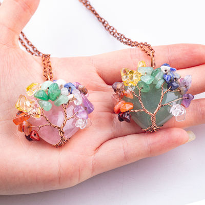 Rosy Gold Healing Crystal Stone 7 Chakra Drzewo Życia