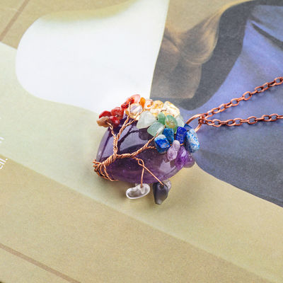 Rosy Gold Healing Crystal Stone 7 Chakra Drzewo Życia