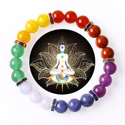 Kobiety Natural Stone Chakra Gemstone Bracelet 22,05 cala/56cm