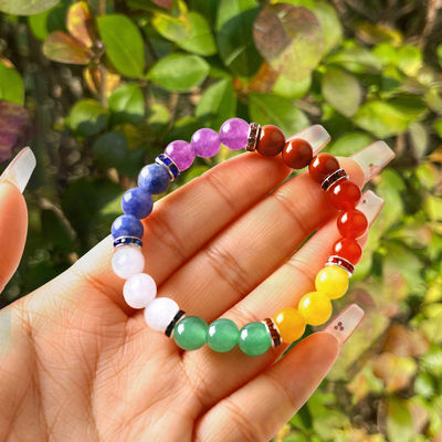 Kobiety Natural Stone Chakra Gemstone Bracelet 22,05 cala/56cm
