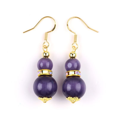 Purpurowe oko kota kamienie szlachetne kolczyki kolczyki 8mm 10mm koralik