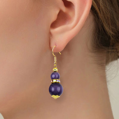 Purpurowe oko kota kamienie szlachetne kolczyki kolczyki 8mm 10mm koralik