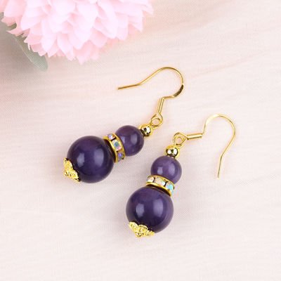 Purpurowe oko kota kamienie szlachetne kolczyki kolczyki 8mm 10mm koralik