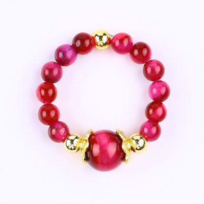 4MM Róża Czerwony Tygrysowy Kryształowy Stretch Round Bead Ring Healing Stone Regulable Ring For Unisex