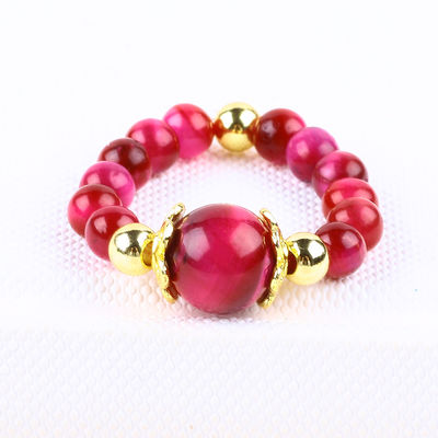 4MM Róża Czerwony Tygrysowy Kryształowy Stretch Round Bead Ring Healing Stone Regulable Ring For Unisex