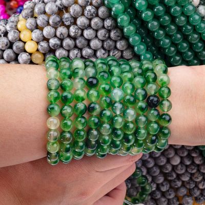 8 mm Jasny Moss Agate Szlachetne Kamienie Kryształowe Perły Uzdrawianie Kryształowe Kamienie Kryształowe Perły do robienia biżuterii
