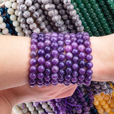8mm Wysokiej Jakości Jasne Fioletowe Galaktyczne Agate Perły Szlachetne Kryształowe Perły Do Wykonywania Biżuterii