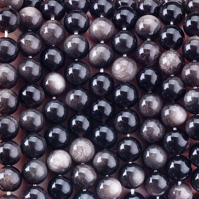 8mm Srebro Obsydian kamienie szlachetne koraliki Kryształowe koraliki do robienia biżuterii
