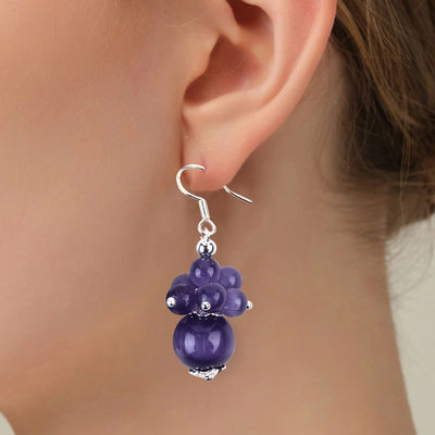 8mm Purpurowe Kocięce Oko Ręcznie Robione DIY Perły Dangle Kwiatowy Kolczyk Unikalny Design Kolczyk Do Codziennego Noszenia