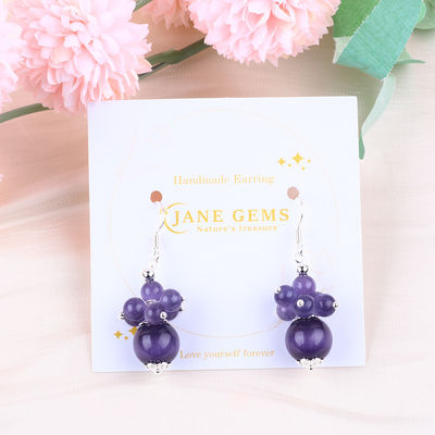 8mm Purpurowe Kocięce Oko Ręcznie Robione DIY Perły Dangle Kwiatowy Kolczyk Unikalny Design Kolczyk Do Codziennego Noszenia