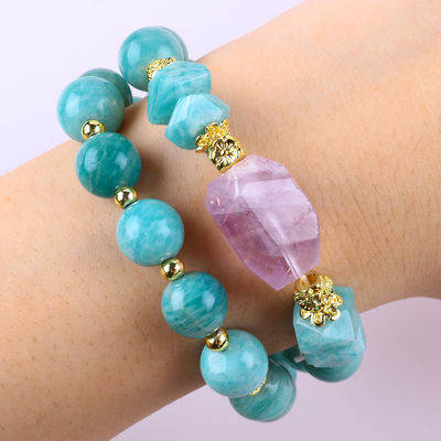 11MM 14MM Tianhe Stone Amethyst Crystal Gemstone Bead Bracelets 2 warstwa