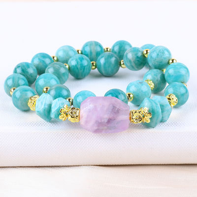 11MM 14MM Tianhe Stone Amethyst Crystal Gemstone Bead Bracelets 2 warstwa