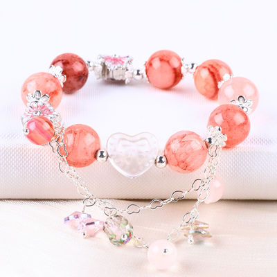 12 mm Afgański Jade Quartz Heart Carving Crystal Chain Circle Bead Bracelet