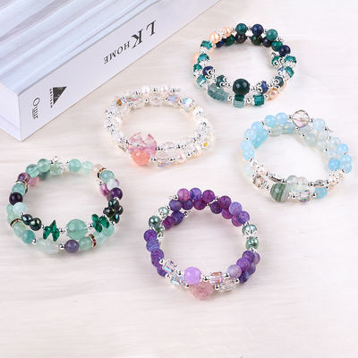 Rzeźbienie jednorożca regulowane 2 warstwy Azurite Stone Crystal Bracelet