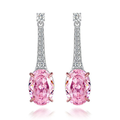925 Sterling Silver Zircon Długie owalne kolory