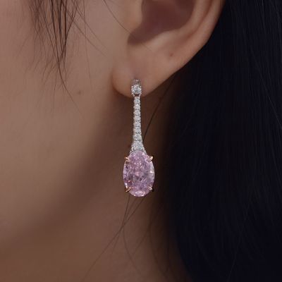 925 Sterling Silver Zircon Długie owalne kolory