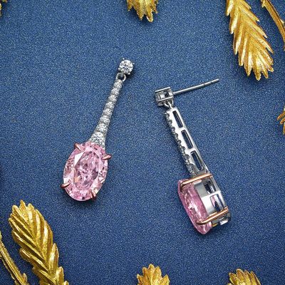 925 Sterling Silver Zircon Długie owalne kolory