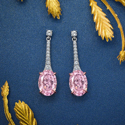 925 Sterling Silver Zircon Długie owalne kolory
