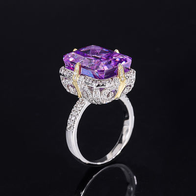 Fioletowy / Aqua Blue / Żółty kamienie szlachetne 925 Sterling Silver Zircon Oblubienicowy Pierścień zaręczynowy