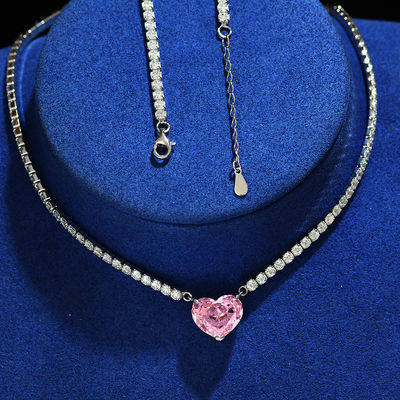Elegantny naszyjnik w kształcie serca Aqua Blue 925 Sterling Silver Heart Gemstone