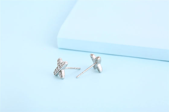 X Shape 925 Moissanite Stud Kolczyki Srebrne biżuteria