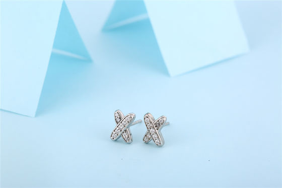 X Shape 925 Moissanite Stud Kolczyki Srebrne biżuteria