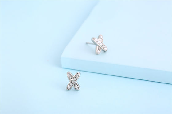 X Shape 925 Moissanite Stud Kolczyki Srebrne biżuteria