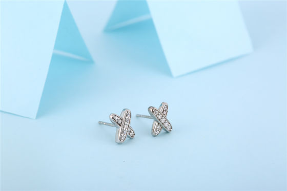 X Shape 925 Moissanite Stud Kolczyki Srebrne biżuteria