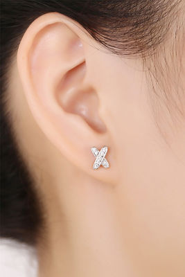 X Shape 925 Moissanite Stud Kolczyki Srebrne biżuteria