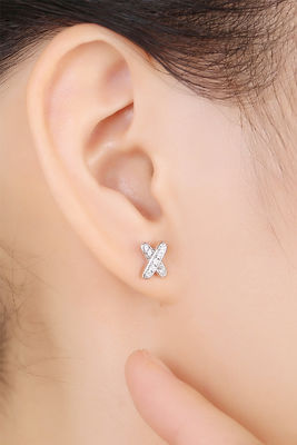 X Shape 925 Moissanite Stud Kolczyki Srebrne biżuteria