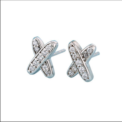 X Shape 925 Moissanite Stud Kolczyki Srebrne biżuteria