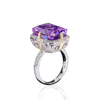 Fioletowy / Aqua Blue / Żółty kamienie szlachetne 925 Sterling Silver Zircon Oblubienicowy Pierścień zaręczynowy