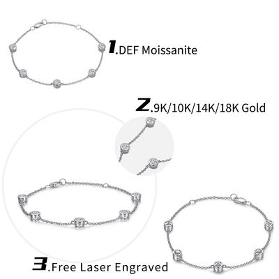Błyskotliwy 925 Sterling Silver Moissanite Diamentowa bransoletka kobiety