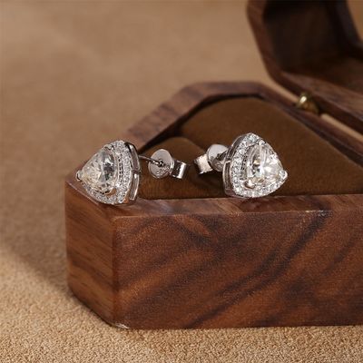 Moissanite 925 Sterling Srebro Stud kolczyki Wsparcie OEM ODM