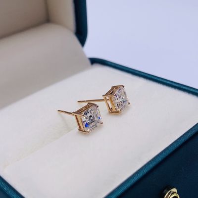 Złoto 18K Moissanite Diamentowe kolczyki na urodziny
